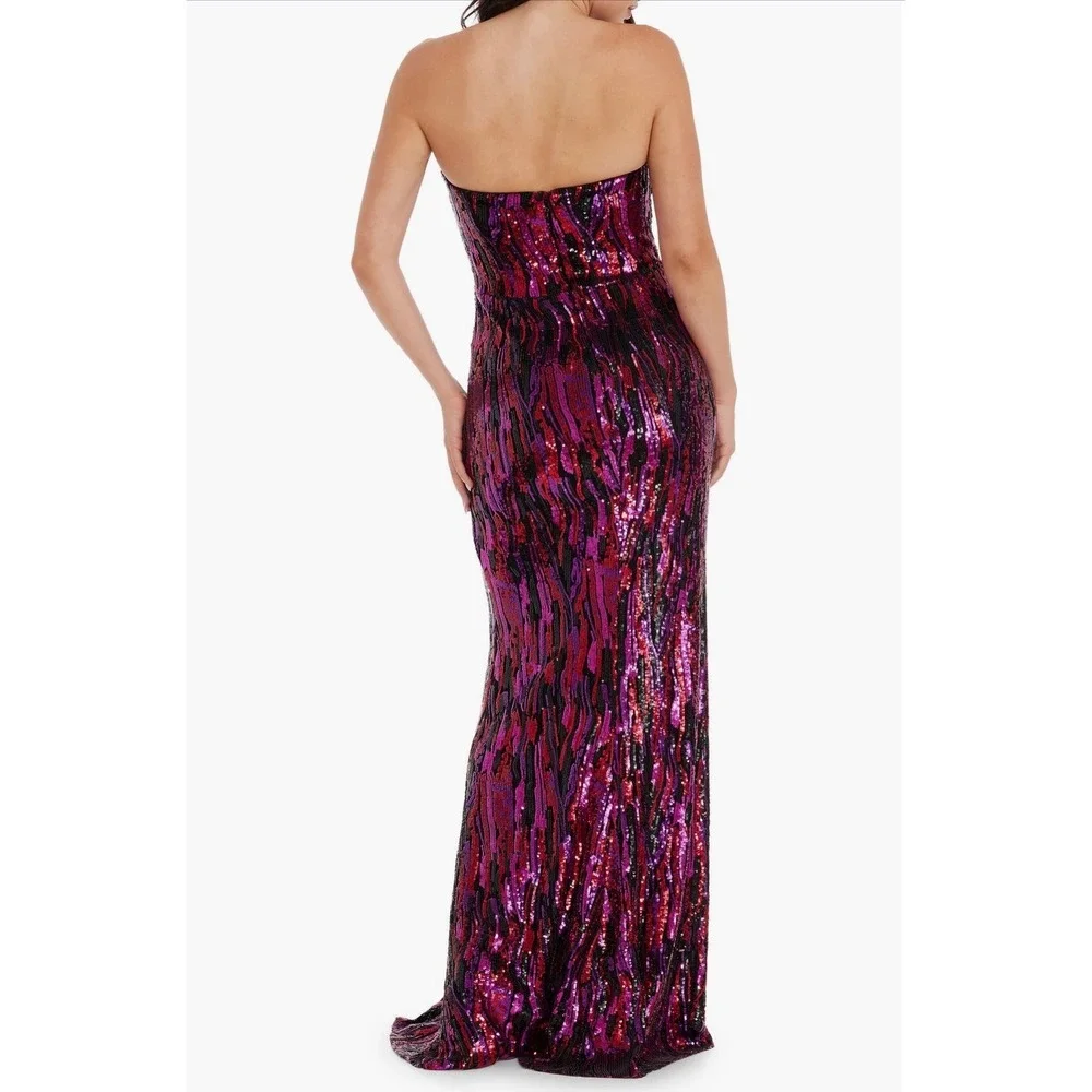 NWT Dress the Population Nikita Sequin Strapless GownSize XS | Fuchsia Multi‎
